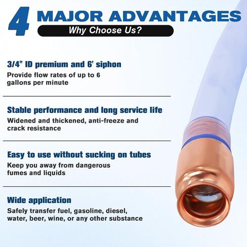 Wadoy 3/4" Siphon Hose, 6FT Shaker Siphon Pump for Gasoline/Gas/Fuel/Water Transfer, Upgrade Multi-Purpose Self Priming Siphon Hose (2 pack) in Saudi Arabia