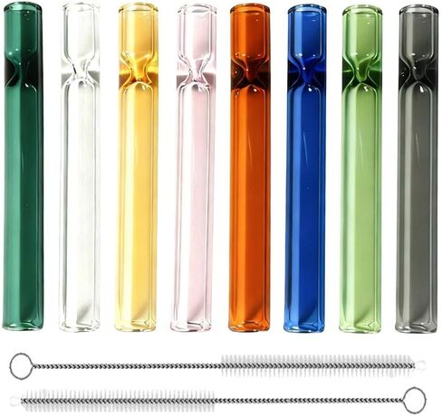 Rinercber 10 Pcs Borosilicate Blowing Tubes, 3.9 Inch Length, 7mm ID, 12mm OD, 2mm Wall Thickness - High Temp Resistant for Industrial, Laboratory, and Craft Projects, With Cleaning Brush in Saudi Arabia