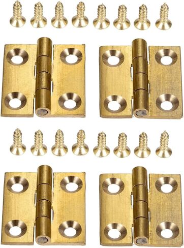 4Pcs Pure Brass Mini Hinges, Folding Butt Hinges for Drawer Cabinet Cupboard Door Jewelry Box Wooden Case Furniture, 1 Inch in Saudi Arabia