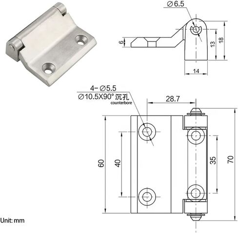 304 Stainless Steel Hinges Industrial Electrical Cabinets Doors Machinery Hardware Accessories 1Pcs in Kuwait