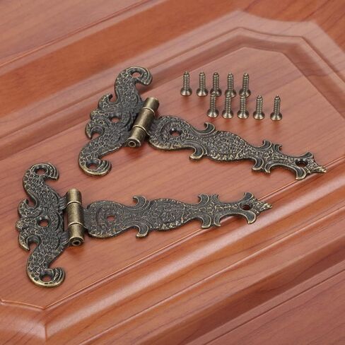 2Pcs Antique Bronze Door Hinges, T-Strap Decorative Furniture Fittings Butt Hinges for Windows Cabinet Cupboard Wardrobe Doors Wooden Boxes Jewelry Case Chest in Saudi Arabia