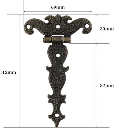 2Pcs Antique Bronze Door Hinges, T-Strap Decorative Furniture Fittings Butt Hinges for Windows Cabinet Cupboard Wardrobe Doors Wooden Boxes Jewelry Case Chest in Saudi Arabia