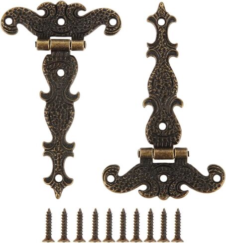 2Pcs Antique Bronze Door Hinges, T-Strap Decorative Furniture Fittings Butt Hinges for Windows Cabinet Cupboard Wardrobe Doors Wooden Boxes Jewelry Case Chest in Saudi Arabia