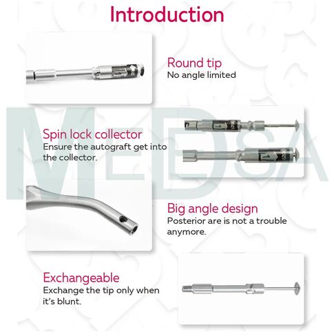 مكشطة عظام الأسنان II بزاوية الكل في واحد، مثل مرشح العظام، والتريفين، والمنشار، وطاحونة العظام - شفرتان إضافيتان قابلتان لإعادة الاستخدام ومجمع - جامع حصادة العظام ولطعم العظام in Kuwait