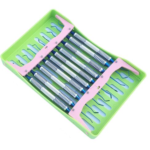 10 قطع من أدوات حشو الأسنان المركبة غير اللزجة، أدوات ترميم حشو الراتنج (ملمع الكرات، النحاتون، المكثفات، المقابس، الحفار، الملعقة، حشوة بلاستيكية مع كاسيت ABS قابل للتعقيم in Kuwait