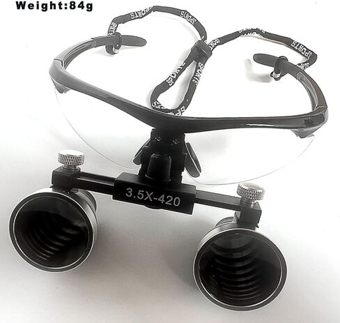 Mintoothpro 3.5X Galilean Magnification Loupes - إطار بلاستيكي متين خفيف الوزن، تصميم قابل للطي، مسافة عمل 420 مم، مجال رؤية واسع - يتضمن مشبك تحويل المصباح الأمامي وحلقة كابل in Saudi Arabia
