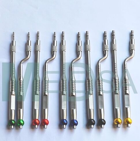 مجموعة قطع عظمية للأسنان (10 قطع) مستقيمة ومنحنية ملونة مرمزة قابلة للتعديل برغي مقعر طرف رفع الجيوب الأنفية مجموعة قطع العظم البريوتومي برغي قابل للتعديل (قابل لإعادة الاستخدام) مجموعة زراعة الأسنان in Kuwait