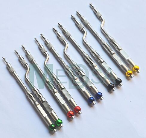 مجموعة قطع عظمية للأسنان (10 قطع) مستقيمة ومنحنية ملونة مرمزة قابلة للتعديل برغي مقعر طرف رفع الجيوب الأنفية مجموعة قطع العظم البريوتومي برغي قابل للتعديل (قابل لإعادة الاستخدام) مجموعة زراعة الأسنان in Kuwait