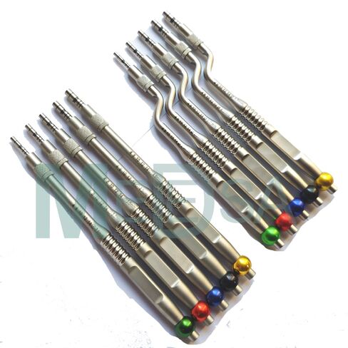 مجموعة قطع عظمية للأسنان (10 قطع) مستقيمة ومنحنية ملونة مرمزة قابلة للتعديل برغي مقعر طرف رفع الجيوب الأنفية مجموعة قطع العظم البريوتومي برغي قابل للتعديل (قابل لإعادة الاستخدام) مجموعة زراعة الأسنان in Kuwait