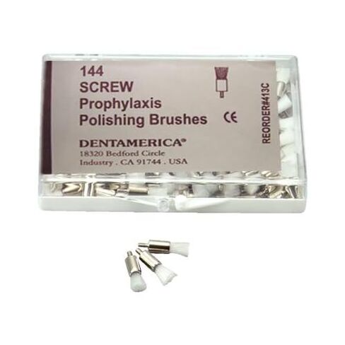 DentAmerica 416 Disposable Prophy Brushes Screw Type Metal Shank Flat 144/Pk in Saudi Arabia