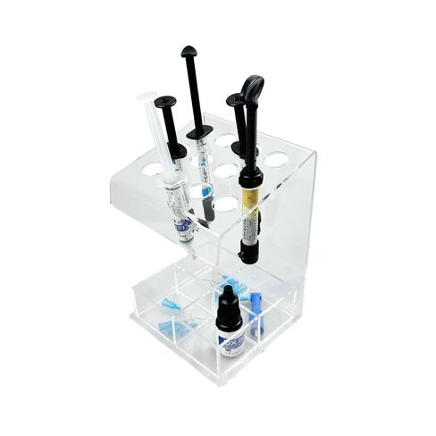 حامل حقنة من الأكريليك للأسنان، رف حقنة مركب للأسنان متعدد الوظائف من YOUYA DENTAL، حقيبة وضع منظمة لأدوات توزيع لاصق الراتنج (12 فتحة حقنة + 4 مقصورات) in Kuwait