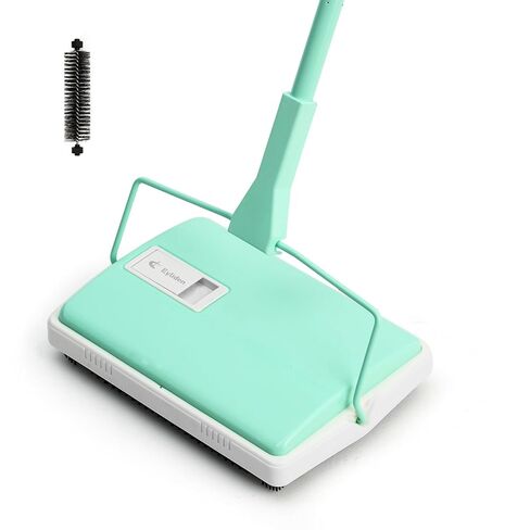 Eyliden X-Large Carpet Sweeper - Quiet Manual Sweeper for Carpets & Rugs | 1 Extra Refill Roller Brush | Non-Electric, Hand Push, Quietly Cleans Debris and Messes, Restaurant Roller Broom (Mint) in Kuwait