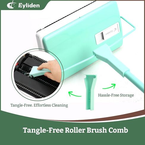 Eyliden X-Large Carpet Sweeper - Quiet Manual Sweeper for Carpets & Rugs | 1 Extra Refill Roller Brush | Non-Electric, Hand Push, Quietly Cleans Debris and Messes, Restaurant Roller Broom (Mint) in Kuwait