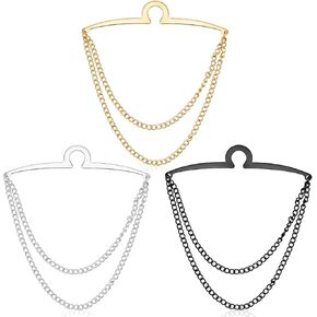 3 سلسلة التعادل سلسلة للرجال ، سلاسل Necktie مع مشابك الخاتم ، مقاطع ربطة عنق أنيقة ، ملحقات ملحقات الرجال المجوهرات للبدلات ، وملحقات زفاف الأعمال (الذهب ، الفضة ، الأسود) in Kuwait