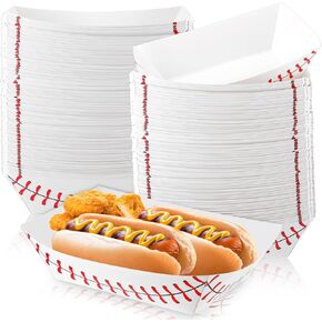 Roshtia 100 Pack Baseball Party Supplies Paper Food Trays Disposable Serving Tray Nacho Food Boats for Baseball Birthday Decorations(2lb) in Kuwait