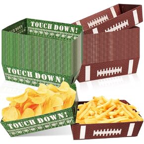50 Pcs Football Party Decorations, Disposable Food Tray for Super Bowl, Snack Trays, Large Serving Boats for Birthday, Tailgate & Sports Theme Events – 2 Designs in Kuwait