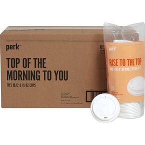 Staples Perk PK54369 Plastic Hot Cup Lid, 10/12/16 Oz., White, 50/Pk in Kuwait