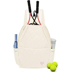 YEEGO DIRECT Tennis Bags for Women, Tennis Backpack Pickleball Racket Bags,Waterproof Sling Bag,Suitable for Pickleball Tennis Badminton, Gifts for Women Men with Key Chain (White & Pink) in Kuwait
