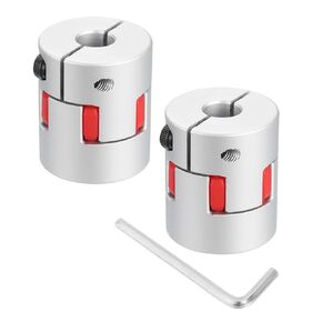 uxcell 2pcs D30 L35 10mm to 14mm Flexible Plum Shaft Coupling Aluminum Motor Connector Flexible Spider Coupler for 3D Printer CNC Machine and Servo Stepper Motor (Silver Tone/Red) in Kuwait