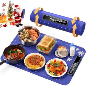 Warming mat for Food, Food Warming Mat - New Upgraded Fast Heating Silicone Electric Warming Tray, Larger Touch Screen, Higher Feet, Roll Up Warming Mat for Food, Portable Food Warmer, Blue in Kuwait