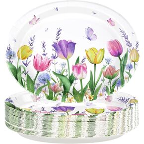 50Pcs Ocean Oval Paper Plates 10" x 12" Large Disposable Heavy Duty Blue Coastal Coral Starfish Seashell Paper Platters Beach Sea Dessert Plates for Spring Summer Lunch Dinner Birthday Party Supplies in Kuwait