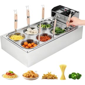 طباخ المعكرونة الكهربائي التجاري مع 6 سلال، من الفولاذ المقاوم للصدأ، والتحكم في درجة الحرارة 50-300 درجة مئوية، وآلة طهي المعكرونة 110 فولت للمطعم. in Kuwait