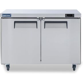 ICECASA 48" W Commercial Refrigerator Worktop Undercounter Refrigerator 2 Door Stainless Steel Counter Fan Cooling Refrigerator 13 Cu.ft for Restaurant, Bar, Shop, etc in Saudi Arabia