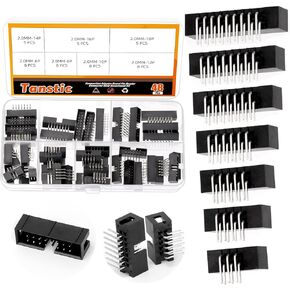 Tanstic 50Pcs 2.54 mm Pitch 6-18 Pin Box Header, Double Row Box Header Connector Right Angle PCB Header IDC Male Socket for PCB Board in Saudi Arabia