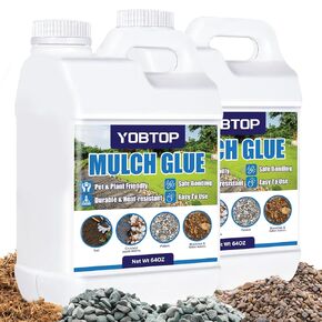 YOBTOP Rock Glue for Landscaping - 64oz Professional Strength Mulch Glue for Rocks Pea Gravel Pine Straw | Non-Toxic Fast-Drying Weather-Resistant for Patios Walkways Driveways Garden Borders in Kuwait