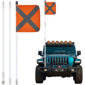 علم أمان Zonon مع قاعدة موصل أسرع 11.8 بوصة × 11.8 بوصة علم عاكس من مادة PVC شديدة التحمل، مناسب للمركبات ATV وUTV والطرق الوعرة والشاحنات، يمكن تطبيقه على شكل 3.3 بوصة أو 6.6 بوصة أو 10 بوصة in Kuwait