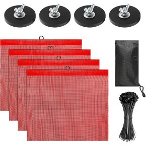 4 PCS 18 Inch Safety Flags for Trucks with Heavy Duty Rubber Coated Magnets Kit, Warning Safety Flag with Wire Loop, Red Flag for Truck Loads, Weather-Proof Oversize Load Flags for Trailer Tractor OD in Saudi Arabia