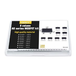 8Values 160Pcs AO3400 AO3401 AO3402 AO3404 AO3406 AO3407 AO3413 AO3415 Field Effect Transistor MOS Power MOSFET Transistor Surface-Mount Device in Kuwait