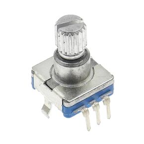 EC11 360 Degree Rotary Encoder with Push Button Switch, 5 Pin, 12MM Long Handle, 20 Position, Copper Material (5PCS) in Kuwait