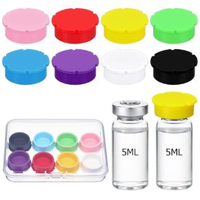 Remerry 8 Pack 5ml Reusable Glass Vial Caps Protective Vial Caps, Silicone Flip off Covers Leakproof Dustproof Cap, Suitable for 5-30ml Vials Storage Boxes Case, Peptide Vials Cap, 8 Colors in Kuwait