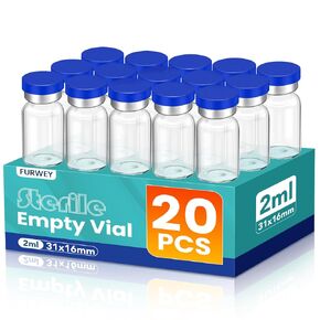 10ml Sterile Vials with Self Healing Injection Port and Sealing Cap, Glass Sterile Vials for Injections (20 Pack) in Kuwait