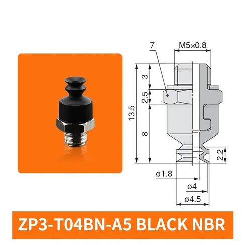 1PCS ZP3-T04/06/08/10/13BMS/MBN-A5/B5 Black Double Layer Rubber Round M5 Thread White Vacuum Suction Sucker Cup(ZP3-T04BMN-A5) in Saudi Arabia