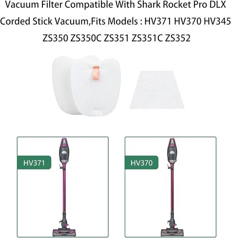 فلتر بديل من Ymimi لمكنسة Shark HV371 HV370 Rocket Pro DLX السلكية (4 إسفنج، 4 مرشحات لباد) in Kuwait
