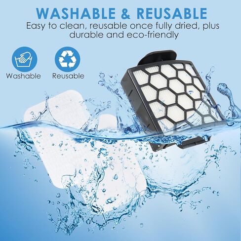 استبدال الفلتر لـ Shark ZU60 ZU62 NV150 NV151 NV251 NV255 Navigator Rotator Pet Pro مكنسة عمودية، قطع بديلة 1238FT60 1239FT60، 6 فلتر رغوي + 2 فلتر هيبا + 6 مجموعة لباد in Kuwait
