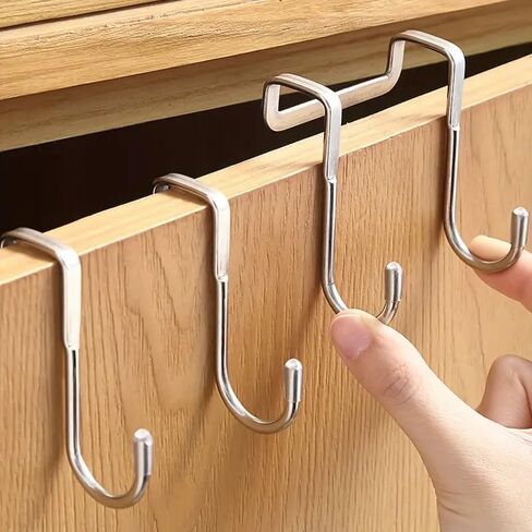 2pcs Metal S-Hooks, Stainless Steel No-Drill Multi-Purpose Hanging Hooks for Kitchen, Bedroom,Bathroom in Saudi Arabia