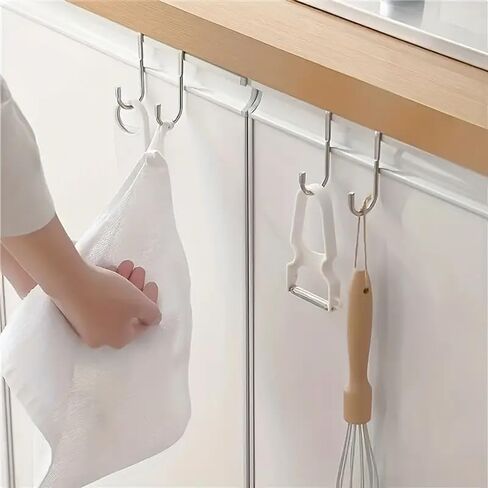 2pcs Metal S-Hooks, Stainless Steel No-Drill Multi-Purpose Hanging Hooks for Kitchen, Bedroom,Bathroom in Saudi Arabia