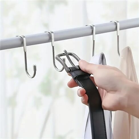 2pcs Metal S-Hooks, Stainless Steel No-Drill Multi-Purpose Hanging Hooks for Kitchen, Bedroom,Bathroom in Saudi Arabia