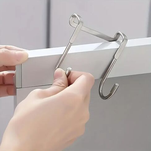 2pcs Metal S-Hooks, Stainless Steel No-Drill Multi-Purpose Hanging Hooks for Kitchen, Bedroom,Bathroom in Saudi Arabia