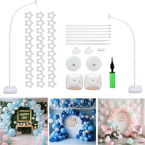 طقم قوس بالون حامل قوس بالون مع قاعدة، 9 أقدام و5.6 أقدام ارتفاع حر الانحناء نصف قوس بالون حامل لتزيين ساحة استحمام الطفل وحفلات أعياد الميلاد (بدون بالونات) in Kuwait