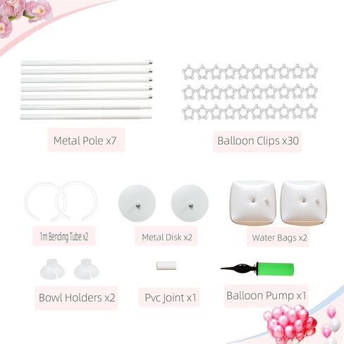 طقم قوس بالون حامل قوس بالون مع قاعدة، 9 أقدام و5.6 أقدام ارتفاع حر الانحناء نصف قوس بالون حامل لتزيين ساحة استحمام الطفل وحفلات أعياد الميلاد (بدون بالونات) in Kuwait