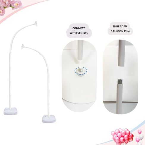 طقم قوس بالون حامل قوس بالون مع قاعدة، 9 أقدام و5.6 أقدام ارتفاع حر الانحناء نصف قوس بالون حامل لتزيين ساحة استحمام الطفل وحفلات أعياد الميلاد (بدون بالونات) in Kuwait