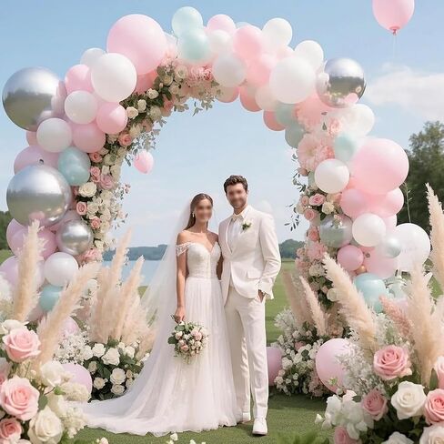 طقم قوس بالون حامل قوس بالون مع قاعدة، 9 أقدام و5.6 أقدام ارتفاع حر الانحناء نصف قوس بالون حامل لتزيين ساحة استحمام الطفل وحفلات أعياد الميلاد (بدون بالونات) in Kuwait