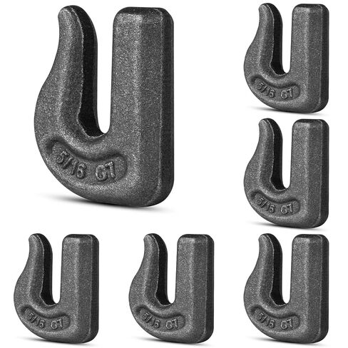 6Pack 3/8'' Weld-On Forged Clevis Grab Chain Hooks, Heavy Duty Forged Grade 70 Grade Utility Hook Weldable for Trailer Truck, Rigging, Car, SUV, RV, UTV, Tractors Loader Bucket-6600 LBS Capacity in Saudi Arabia
