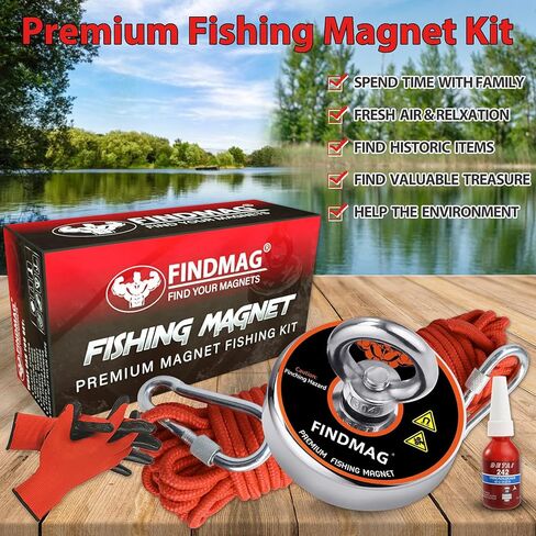 FINDMAG Super Strong Neodymium Fishing Magnets Kit, 500 LBS Pulling Force Magnetic Fishing Kit, Diameter 2.36 inch(60 mm) Magnets for Retrieving in River and Magnet Fishing in Saudi Arabia