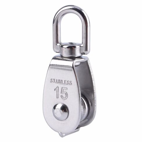 Stainless Steel Pulley M15/M20 M25 M32 Single Wheel Swivel Lifting Rope Pulley Set Bearing Lifting Wheel Tools (M15) in Saudi Arabia