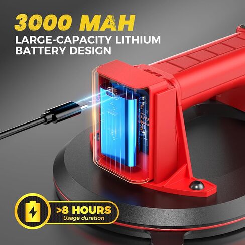 أكواب شفط كهربائية Mtnte للزجاج والبلاط والجرانيت والنوافذ لرفع وتحريك 440 رطل. سعة التحميل 16 فولت كحد أقصى رافع كوب شفط كهربائي عالي التحمل in Kuwait